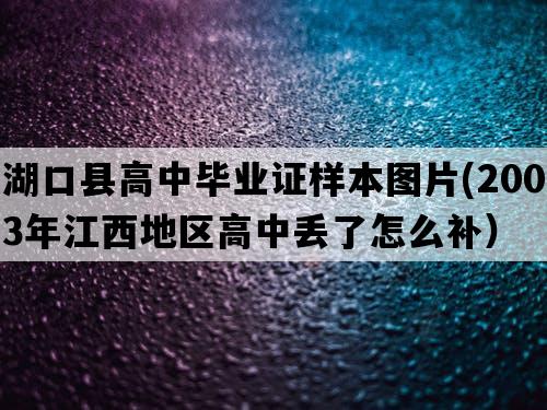 湖口县高中毕业证样本图片(2003年江西地区高中丢了怎么补）