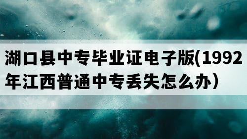 湖口县中专毕业证电子版(1992年江西普通中专丢失怎么办）