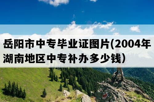 岳阳市中专毕业证图片(2004年湖南地区中专补办多少钱）