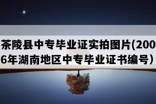 茶陵县中专毕业证实拍图片(2006年湖南地区中专毕业证书编号）