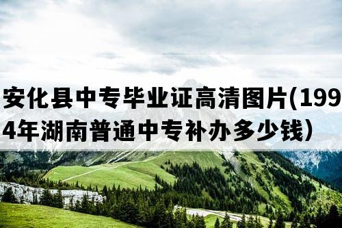 安化县中专毕业证高清图片(1994年湖南普通中专补办多少钱）