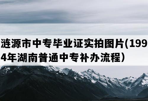 涟源市中专毕业证实拍图片(1994年湖南普通中专补办流程）