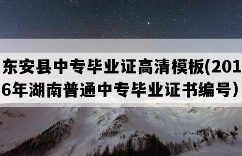 东安县中专毕业证高清模板(2016年湖南普通中专毕业证书编号）