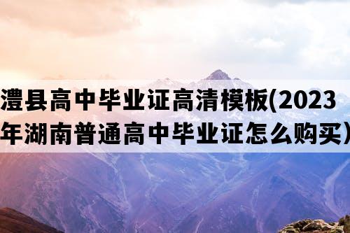 澧县高中毕业证高清模板(2023年湖南普通高中毕业证怎么购买）