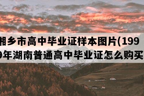 湘乡市高中毕业证样本图片(1999年湖南普通高中毕业证怎么购买）