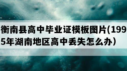 衡南县高中毕业证模板图片(1995年湖南地区高中丢失怎么办）