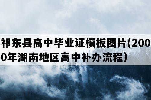 祁东县高中毕业证模板图片(2000年湖南地区高中补办流程）