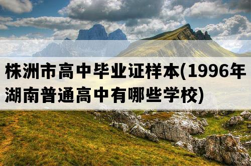 株洲市高中毕业证样本(1996年湖南普通高中有哪些学校)