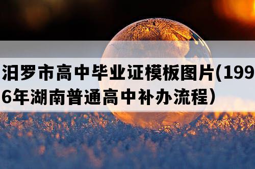 汨罗市高中毕业证模板图片(1996年湖南普通高中补办流程）