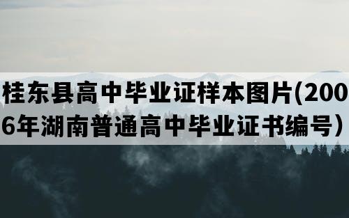 桂东县高中毕业证样本图片(2006年湖南普通高中毕业证书编号）