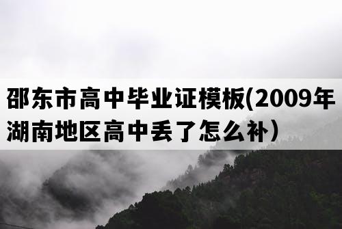 邵东市高中毕业证模板(2009年湖南地区高中丢了怎么补）