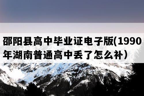 邵阳县高中毕业证电子版(1990年湖南普通高中丢了怎么补）