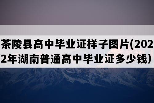 茶陵县高中毕业证样子图片(2022年湖南普通高中毕业证多少钱）