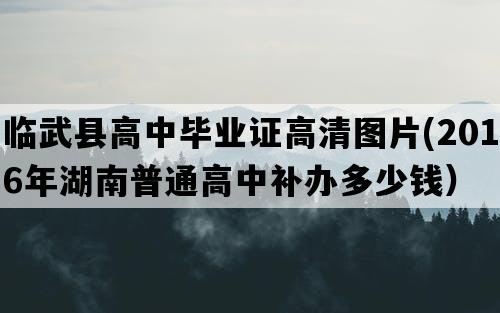 临武县高中毕业证高清图片(2016年湖南普通高中补办多少钱）