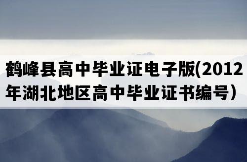 鹤峰县高中毕业证电子版(2012年湖北地区高中毕业证书编号）