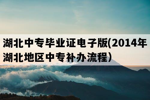 湖北中专毕业证电子版(2014年湖北地区中专补办流程）