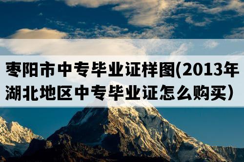 枣阳市中专毕业证样图(2013年湖北地区中专毕业证怎么购买）