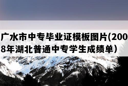 广水市中专毕业证模板图片(2008年湖北普通中专学生成绩单）