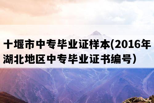 十堰市中专毕业证样本(2016年湖北地区中专毕业证书编号）