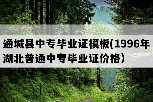 通城县中专毕业证模板(1996年湖北普通中专毕业证价格）