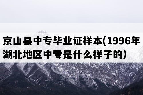 京山县中专毕业证样本(1996年湖北地区中专是什么样子的）