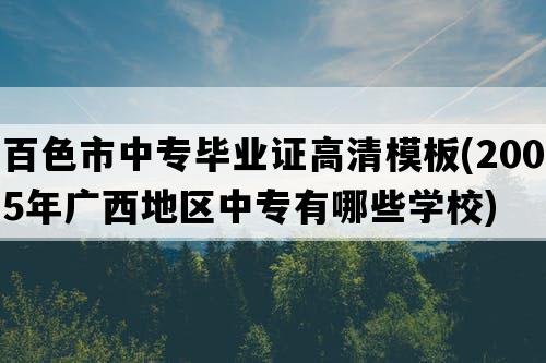 百色市中专毕业证高清模板(2005年广西地区中专有哪些学校)