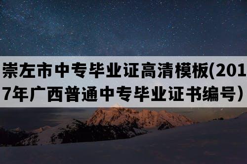 崇左市中专毕业证高清模板(2017年广西普通中专毕业证书编号）