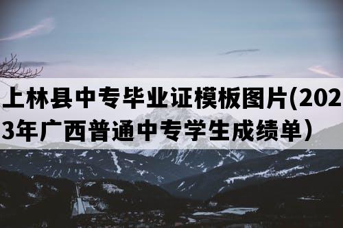 上林县中专毕业证模板图片(2023年广西普通中专学生成绩单）