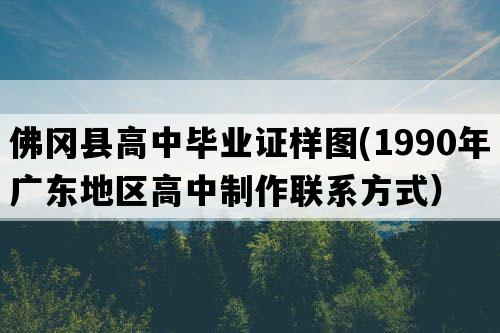 佛冈县高中毕业证样图(1990年广东地区高中制作联系方式）