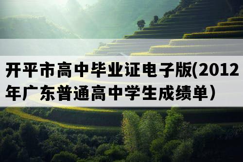 开平市高中毕业证电子版(2012年广东普通高中学生成绩单）