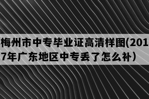 梅州市中专毕业证高清样图(2017年广东地区中专丢了怎么补）