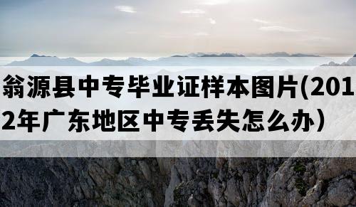 翁源县中专毕业证样本图片(2012年广东地区中专丢失怎么办）