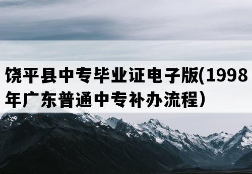 饶平县中专毕业证电子版(1998年广东普通中专补办流程）