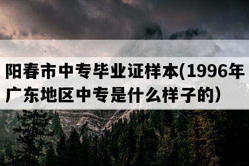 阳春市中专毕业证样本(1996年广东地区中专是什么样子的）