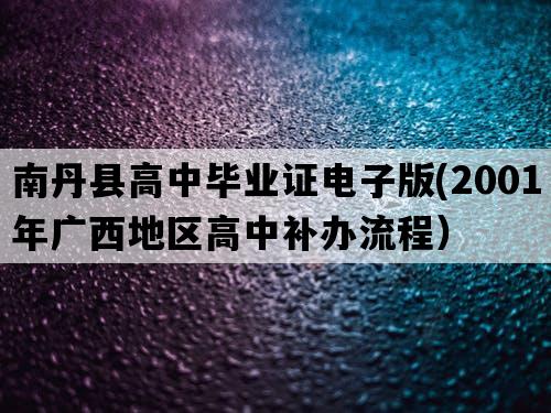 南丹县高中毕业证电子版(2001年广西地区高中补办流程）