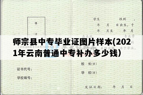 师宗县中专毕业证图片样本(2021年云南普通中专补办多少钱）