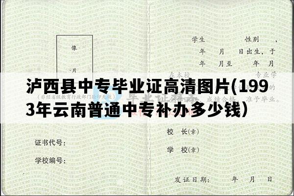 泸西县中专毕业证高清图片(1993年云南普通中专补办多少钱）