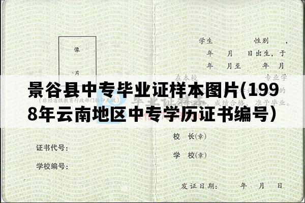 景谷县中专毕业证样本图片(1998年云南地区中专学历证书编号）