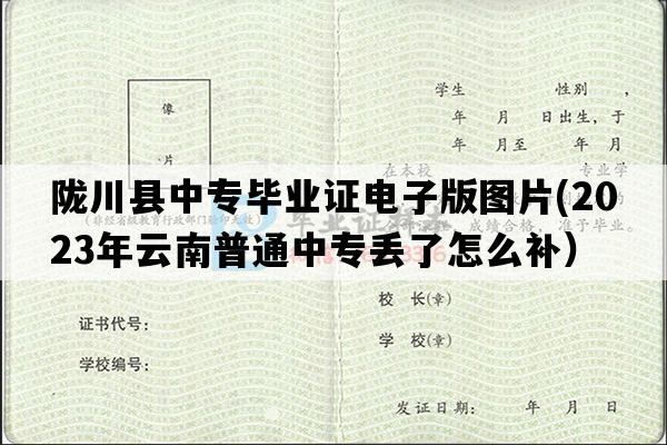 陇川县中专毕业证电子版图片(2023年云南普通中专丢了怎么补）