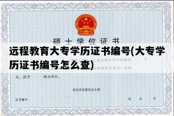 远程教育大专学历证书编号(大专学历证书编号怎么查)