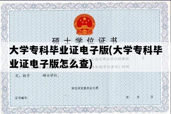 大学专科毕业证电子版(大学专科毕业证电子版怎么查)