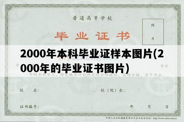 2000年本科毕业证样本图片(2000年的毕业证书图片)