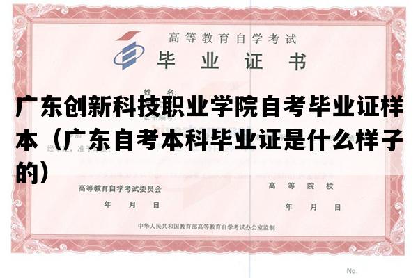 广东创新科技职业学院自考毕业证样本（广东自考本科毕业证是什么样子的）