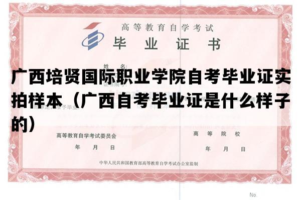 广西培贤国际职业学院自考毕业证实拍样本（广西自考毕业证是什么样子的）