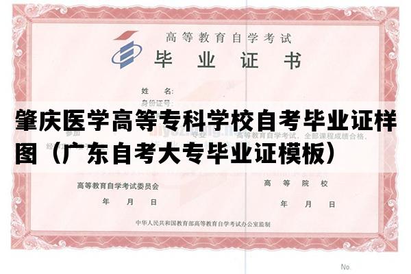 肇庆医学高等专科学校自考毕业证样图（广东自考大专毕业证模板）