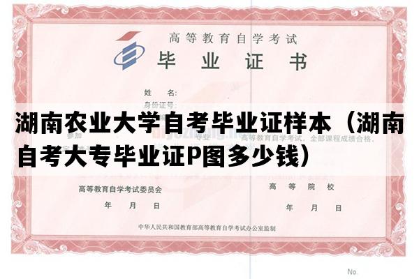 湖南农业大学自考毕业证样本（湖南自考大专毕业证P图多少钱）