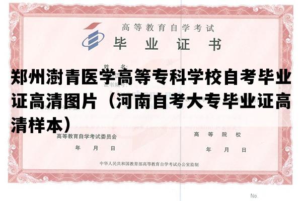 郑州澍青医学高等专科学校自考毕业证高清图片（河南自考大专毕业证高清样本）