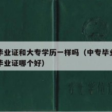 中专毕业证和大专学历一样吗（中专毕业证和大专毕业证哪个好）