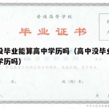 高中没毕业能算高中学历吗（高中没毕业能算高中学历吗）