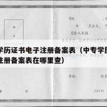 中专学历证书电子注册备案表（中专学历证书电子注册备案表在哪里查）